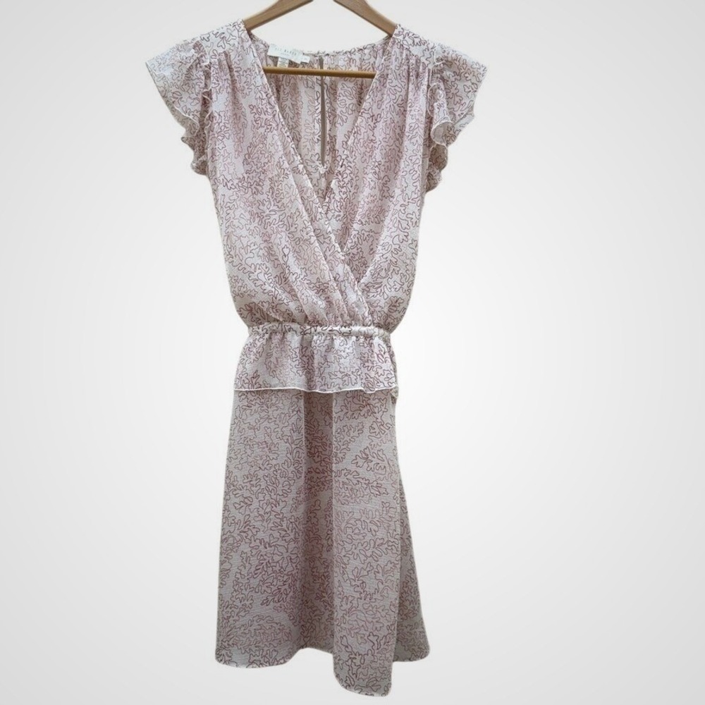 Ted Baker Womens Dress Size 2 Chiffon Ruffle Sleeve Knee Length Romantic Summer